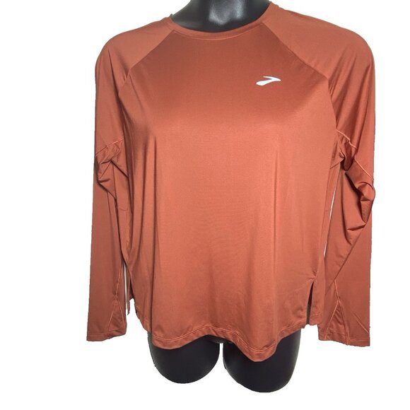 Brooks Women Size XL Copper Sprint Free Long Sleeve Top Breathable Recycled Fabr - Picture 1 of 9